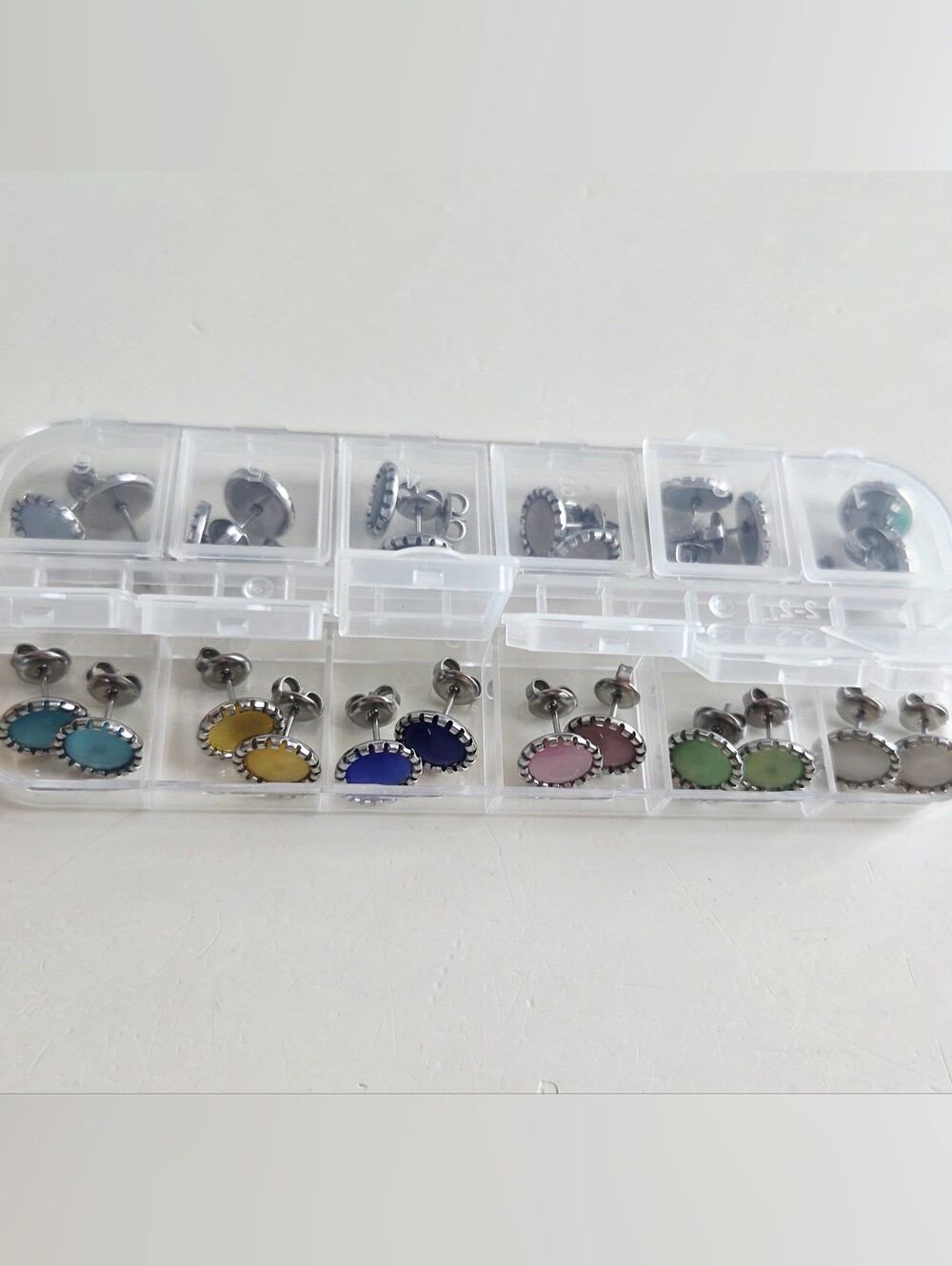 12 Pair Colorful Oval Cat Eye Stud Earrings Jewelry Lot